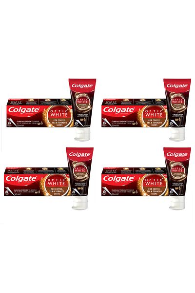 Colgate Optic White Whitening Toothpaste for Coffee, Tea and Tobacco Users 125ml 4 pieces