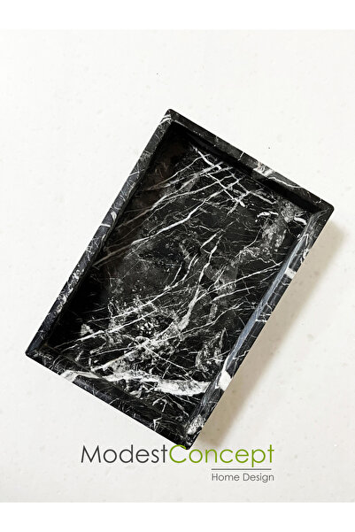 Modestmar Doğal Siyah Mermer Dikdörtgen Tepsi & Sunumluk & Düzenleyici 20x30cm