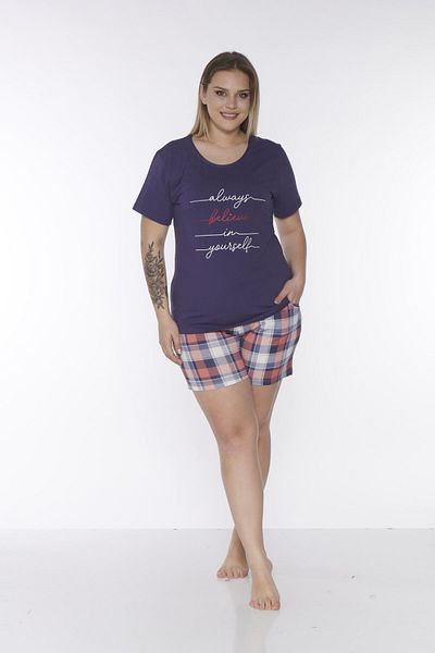 Rubina Secret (LARGE SIZE) Women's Pajama Set with Short Sleeve Shorts - cotton| Cotton Homewear Plus Size
