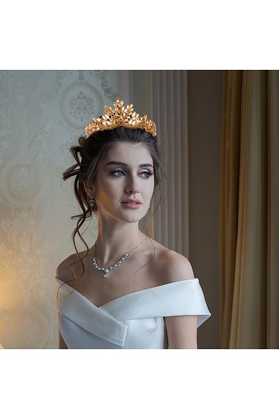 Hayalperest boncuk Women's Henna Wedding Crown Crystal Stone Bridal Crown Princess Crown Bachelorette Party Crown Honey Color