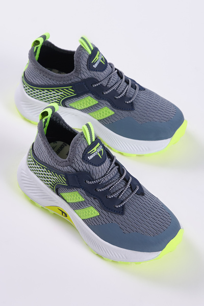 Tonny Black Çocuk Unisex Füme Sarı Rahat Kalıp Nefes Alabilen Kumaş Bağcıklı Sneaker