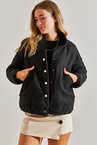 Bianco Lucci Dámská ležérní kapesní bunda se štětcem na vlnu