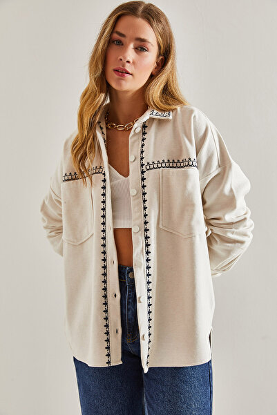 Bianco Lucci Women's Embroidered Double Pocket Stash Jacket