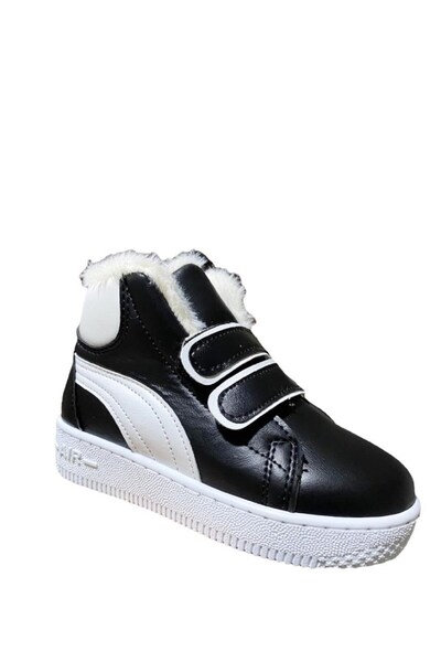 Genel Markalar Unisex Erkek Kız Çocuk Kürklü Kışlık Cırt Cırtlı Anatomik Taban Dikişli Bot Siyah Beyaz