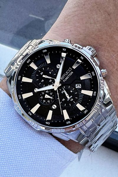 Ferrucci Function Men's Wristwatch 3 Atm Waterproof Silver Color Steel Strap