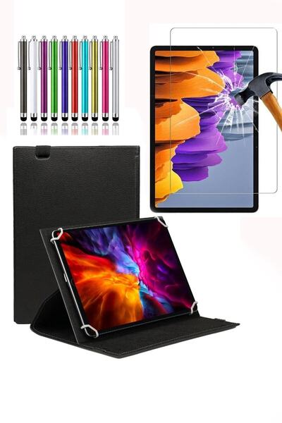 Huawei Huawei Mediapad T5 10.1 - حافظة دوارة عالمية 360 درجة مع واقي شاشة وقلم