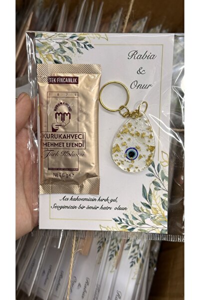 TAK TAK TAKIŞTIR 25 Adet Kahveli ve nazar boncuklu anahtarlık