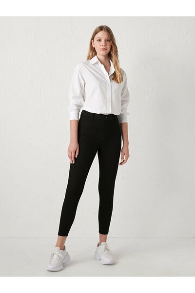 ButikDina Non-Fading Black Denim Trousers, Slim-Looking Lycra Skinny Jeans (Fixer)