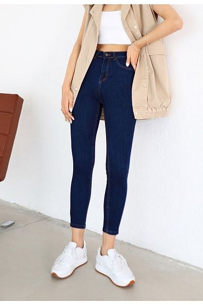 ButikDina Snape Stretchy Skinny Jeans High Waist - Blugi skinny
