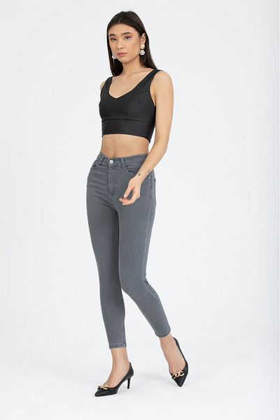 ButikDina Lavin Gray Non-Fading Skinny Jeans, Comfortable Denim Trousers, Skinny Leg
