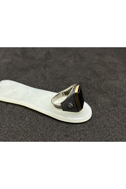 Silver Oltu Taşlı Gümüş Erkek Yüzük