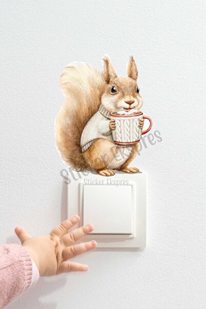 Sticker Ekspres Sevimli Sincap K5 Yılbaşı Yeni Yıl Priz Sticker