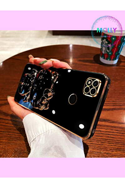 Molly Technology Xiaomi Redmi 9C İçin Siyah Hello Kitty Standlı Kenarları Gol...