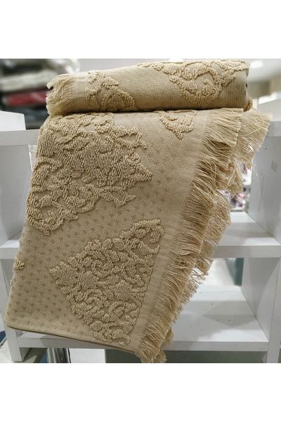 Özdilek (2 Pieces) Delfino Fringed Hand and Face Towel 50x90cm Beige