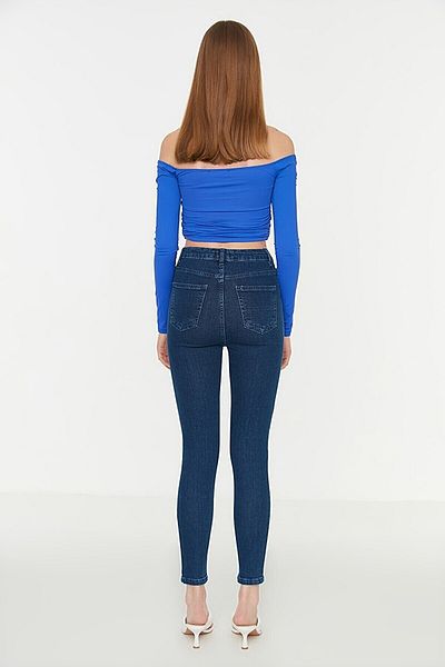 ButikDina Lady Girl Women's Lycra Slim Cut Jeans Trousers Skinny Leg High Waist