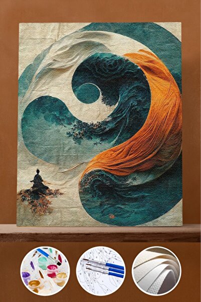 kendinyaphobi Sayılarla Boyama Seti Rulo Çerçevesiz Yin Yang 2 60 x 75 cm