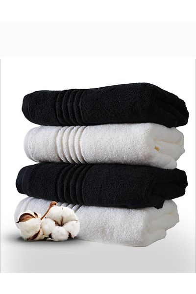 Özdilek (4 Pieces) 100% Cotton Hand and Face Towel 50x90 cm Black White