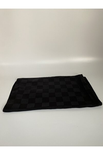 Eyse Shop Ipeksi Dama Desen Jakar Şal Siyah