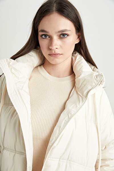 DeFacto Αδιάβροχο με κουκούλα Faux Fur Puffer Puffer Jacket A0757ax23wn