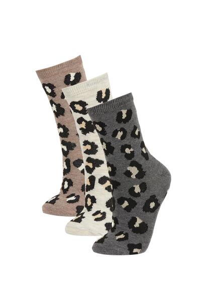 DeFacto Women's 3-Piece Cotton Long Socks A5894Axns