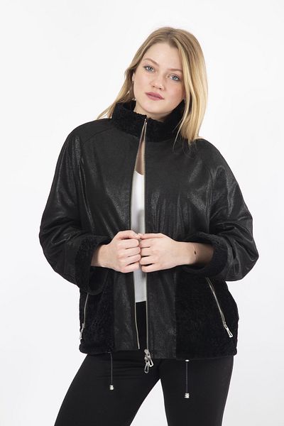 By Marki Marki   Women's Black Luxury Fur Detailed Oversize Coat