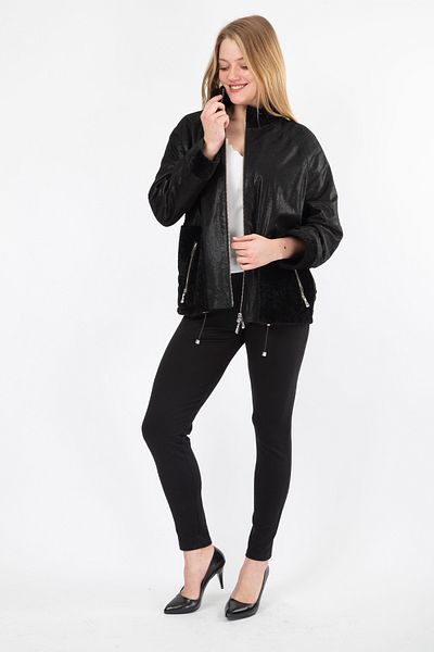By Marki Marki   Women's Black Luxury Fur Detailed Oversize Coat