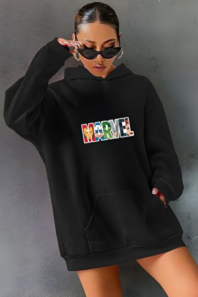 Garalio سويت شيرت بغطاء للرأس مطبوع عليه مارفل