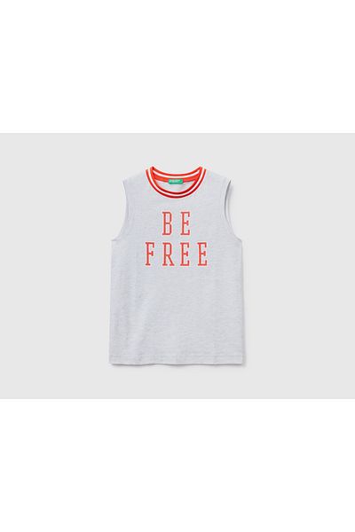 United Colors of Benetton Grau meliertes Tanktop mit Slogan-Print für Jungen