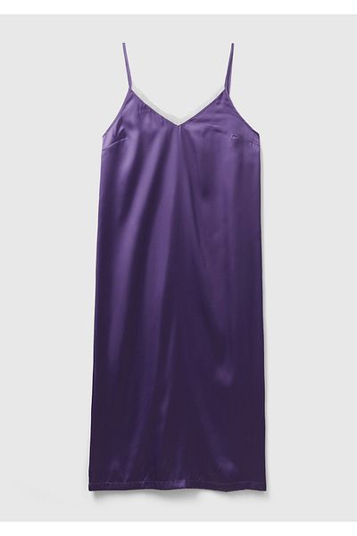 United Colors of Benetton Cămașă de noapte din satin violet - guler cu dantelă și design confortabil