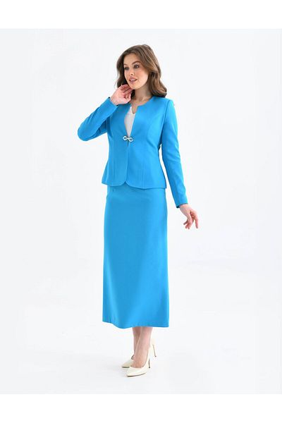 nodilife Pencil Skirt Suit Sky Blue