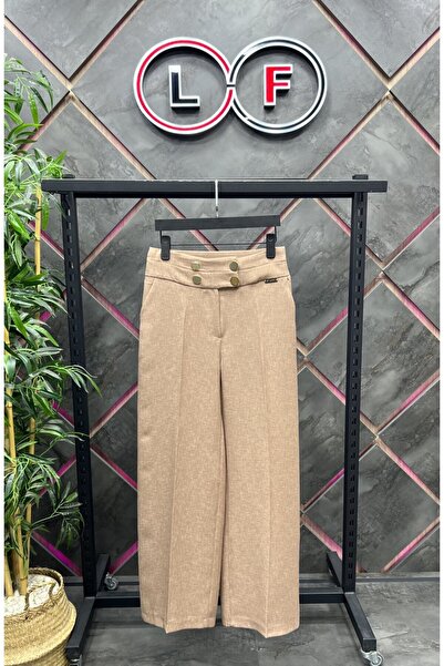 nodilife 4 Düğmeli Bol Paça Pantolon Bej