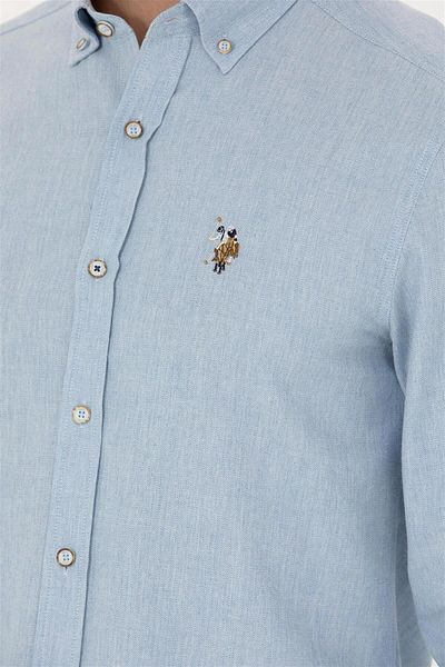 U.S. Polo Assn. Cămașă de bază cu mânecă lungă albastru deschis pentru bărbațiELİFSU BUTİKHOME