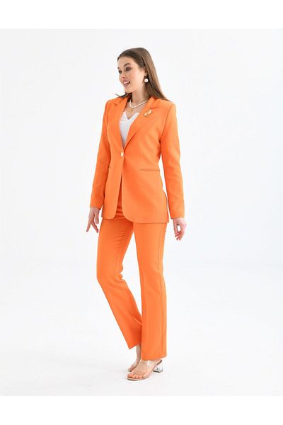 nodilife Atlas Suit Orange with Brooch Detail Gold Buttons
