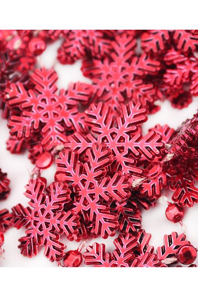 Lora Wedding 2.7m Long Bright Red Colored Snowflake Figured Christmas Tree Garland