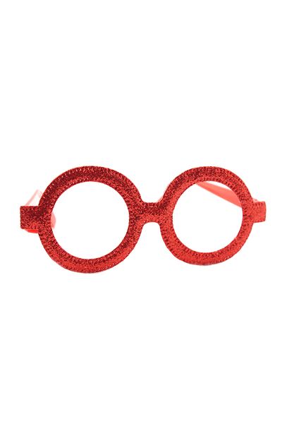Lora Wedding Glitter Shiny Red Colored New Year's Party Glasses (WITHOUT GLASS, PLASTIC)