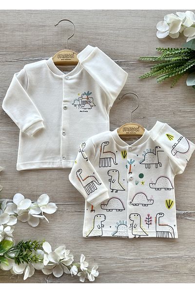 PATSAN 2-Piece Cotton Combed Baby Top Cardigan Set Dinosaurs