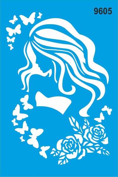 StencilSepeti نمط الفراشات النسائية - قالب رسم استنسل 20x30