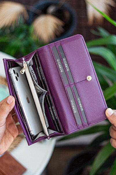 Garbalia Fialová dámská peněženka se vzorem krokodýla stylové technologické kůže s velkým množstvím držáků na karty a přihrádkou na mince