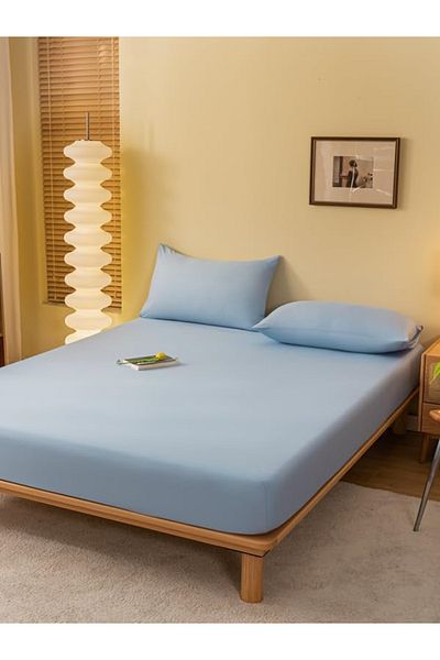 VESSİNOHOME Set cearșafuri din bumbac cu elasticitate unică dublă King Size 57 Dimensiunea țesăturii din sârmă De culoare albă