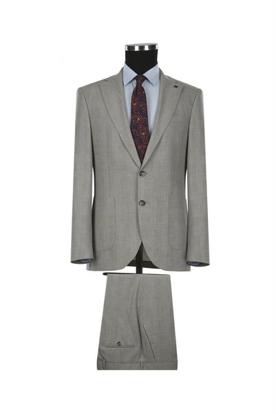 Jakamen Stone slim fit mono collar men's suit