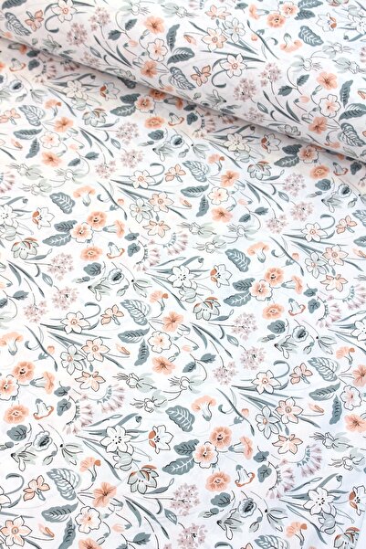 CAMELIA Somon Kır Çiçeği Nevresimlik Poplin Kumaş