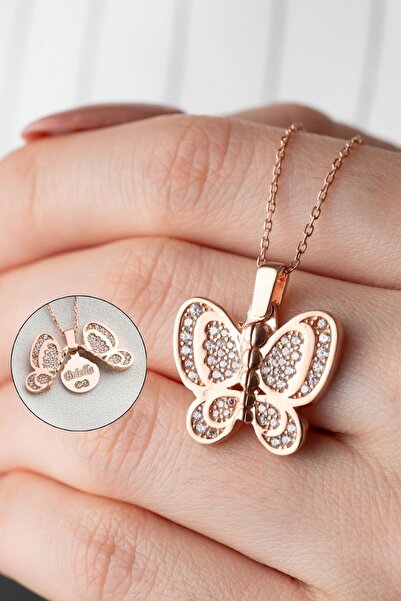 Silvano Jewelry 925 Ayar Gümüş Açılabilen İsimli Kelebek Kolye