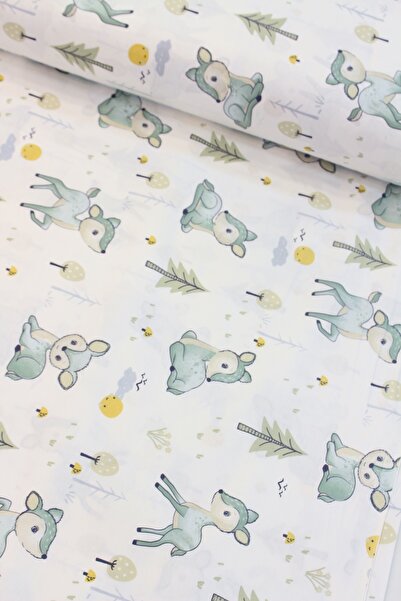 CAMELIA Petrol Bambi Nevresimlik Poplin Kumaş