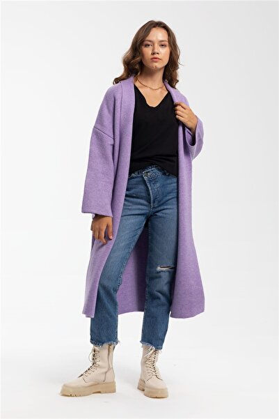 Avrile Women's Loose Knitwear Cardigan Lilac