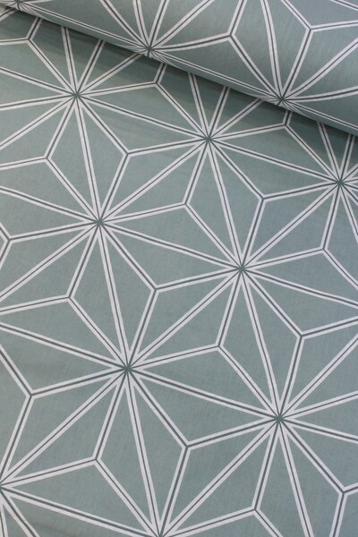 CAMELIA Mint Yeşili Geometrik Nevresimlik Poplin Kumaş
