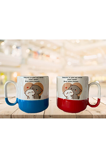 GünayStore هل تعرف أين أجمل مكان في العالم؟كوب مكتوب عليه MOCHI CAT مطبوع برو...