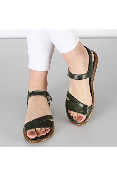 Celal Gültekin Yeşil Kadın Deri Sandalet 656 21507-16526