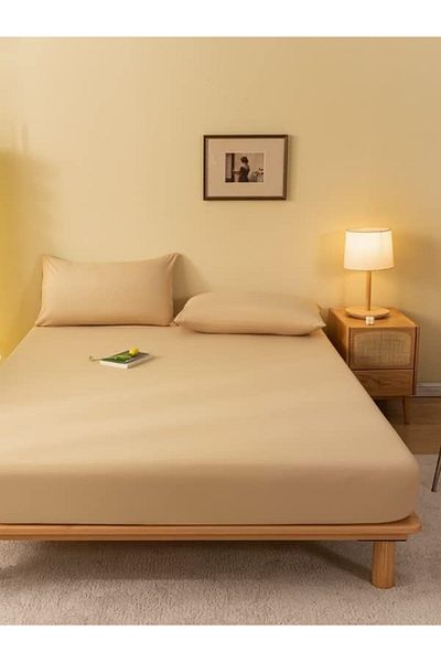 VESSİNOHOME Cotton Elastic Sheet Set Single Double King Size 57 Wire Fabric Size White-coloured