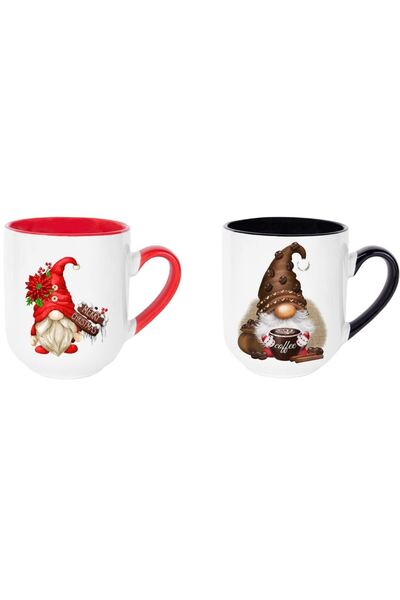 LADİJİTAL BASKI ÇÖZÜMLERİ Siyah ve Kırmızı Renkte '2'li Yılbaşı Bone Kupa