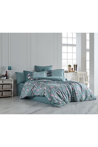 Hobby DOUBLE HOBBY BENITA GREEN POPLIN DUVET COVER SET